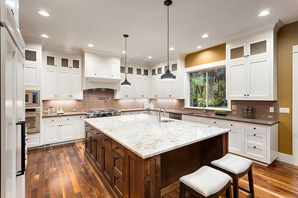 Granite floor surface for cleaning and polishing guidance