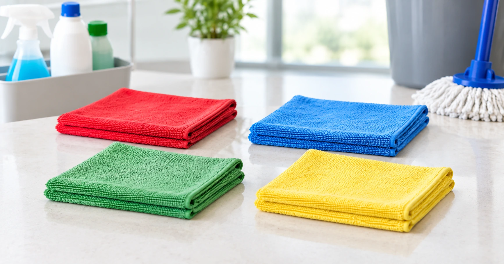 Colour-coded microfiber cloths for housekeeping