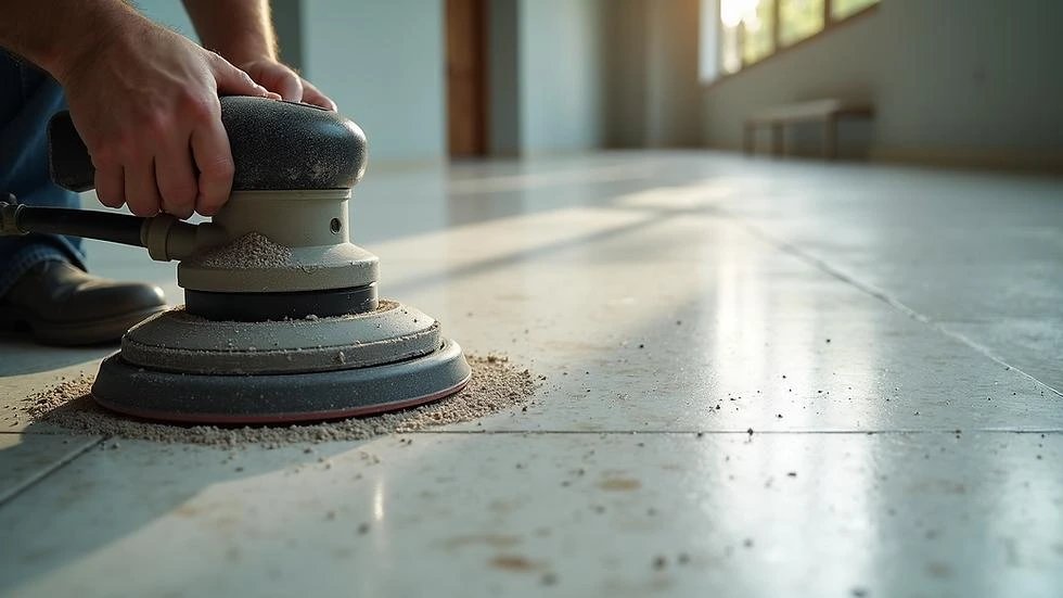 Mosaic floor polishing process: grinding, honing, polishing